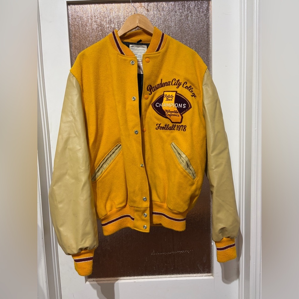 Vintage DeLONG Varsity Jacket Pasadena City College 1978 Wool Leather